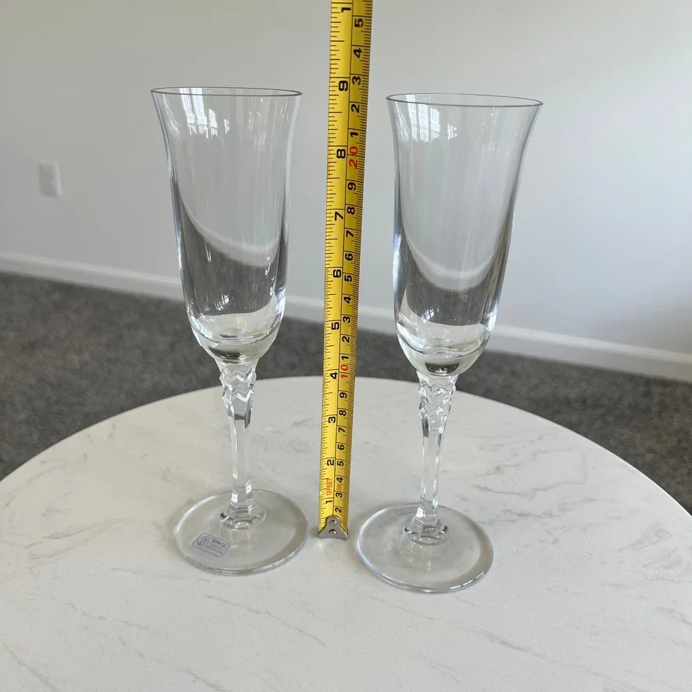 Vtg Towle Crystal Champagne Flutes‎ Austria Stemware Wedding Bridal Shower MCM